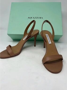NWT-Aquazzura Tan Leather Slingback Stiletto Sandals